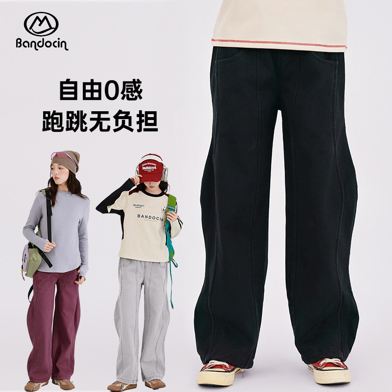 半度闲女大童加绒工装裤洋气秋冬装25新款女孩冬季加厚运动长裤潮