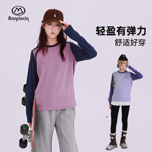 女孩冬季 25新款 加厚上衣潮 t恤洋气秋冬装 半度闲女大童运动打底衫