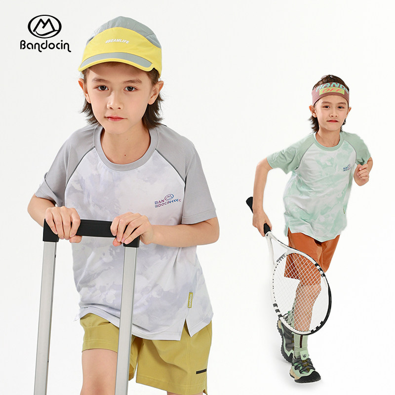 半度闲男童运动速干衣夏季薄款洋气25新款儿童夏装弹力短袖上衣潮