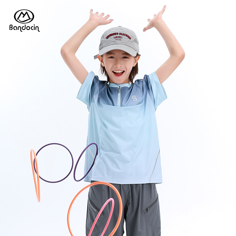 【排汗透气】半度闲男童凉感短袖t恤夏季薄款洋气儿童夏装渐变T潮