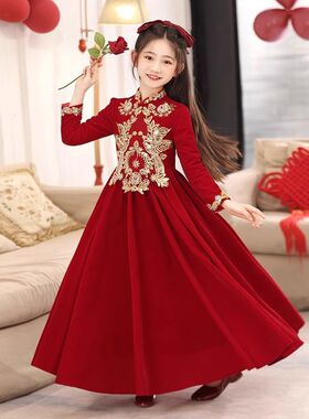 中式儿童礼服2026秋冬新款女童国风时尚潮流主持人节庆日演出服