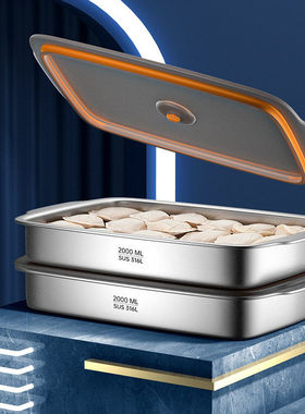 316L饺子盒收纳盒食品级密封保鲜面条冻水饺馄饨大容量冰箱冷冻盒