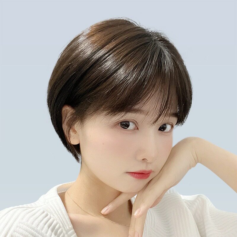 假发女短发波波头减龄短直发真发女士整顶假发