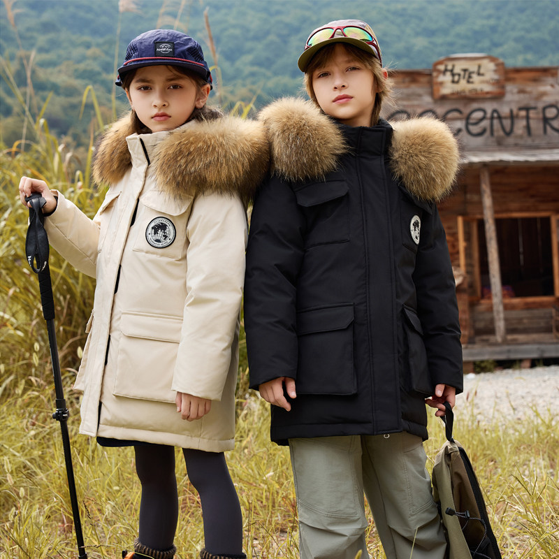 波司登新款儿童羽绒服男童女童装中长款军工装冲锋衣加厚冬季外套