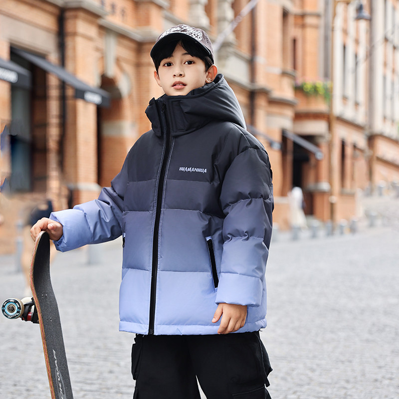 波司登儿童羽绒服男童中长款2025新款加厚中大童冬季渐变保暖外套
