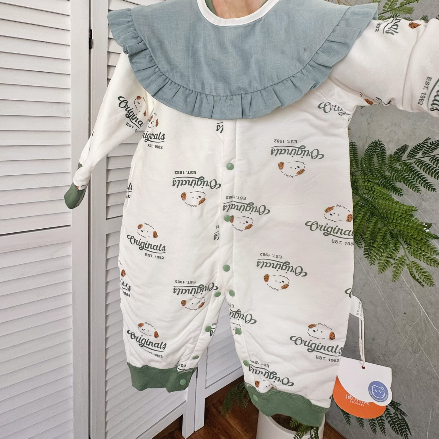 40g薄棉婴儿连体衣夹棉保暖哈衣