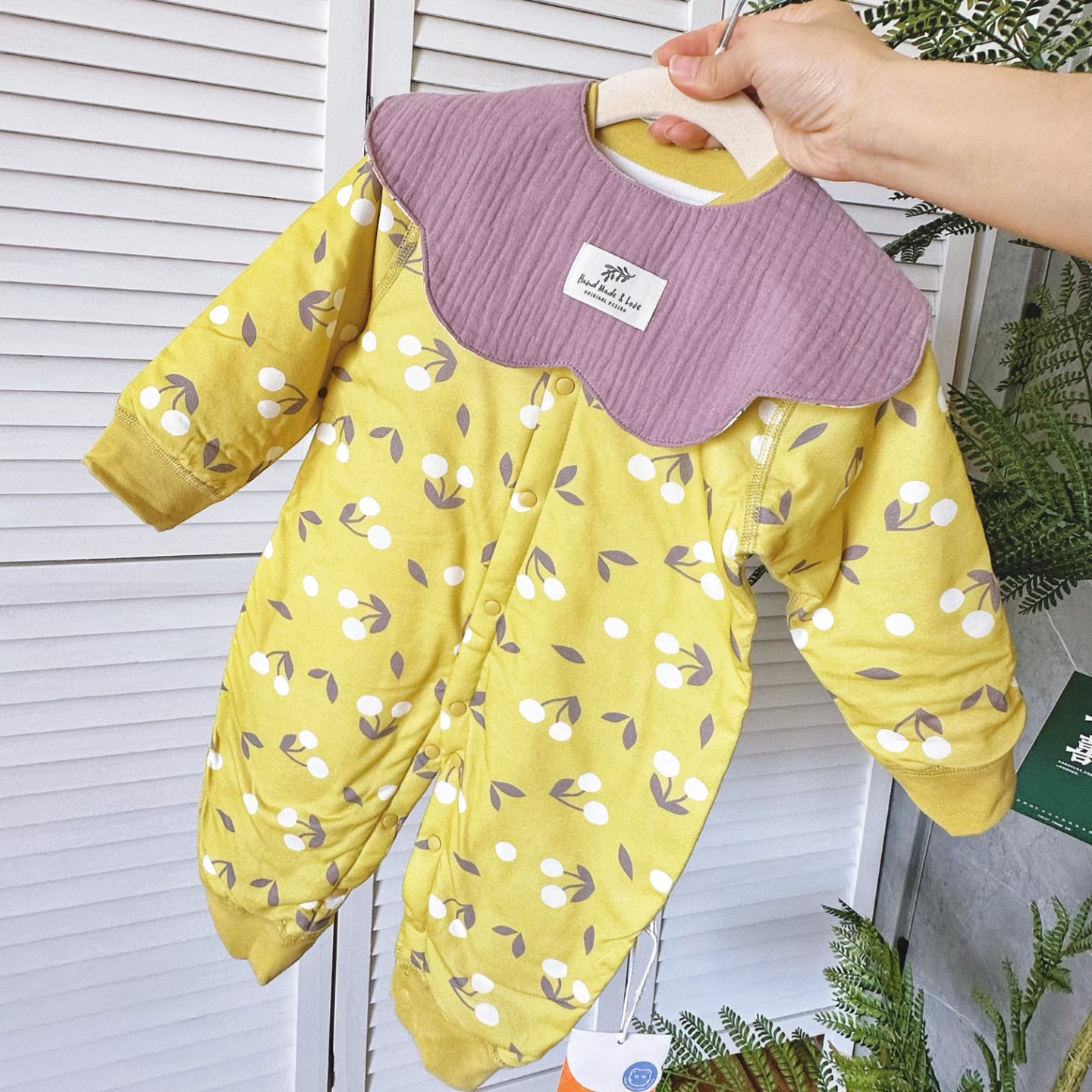 婴儿夹棉连体哈衣40g宝宝薄棉a类