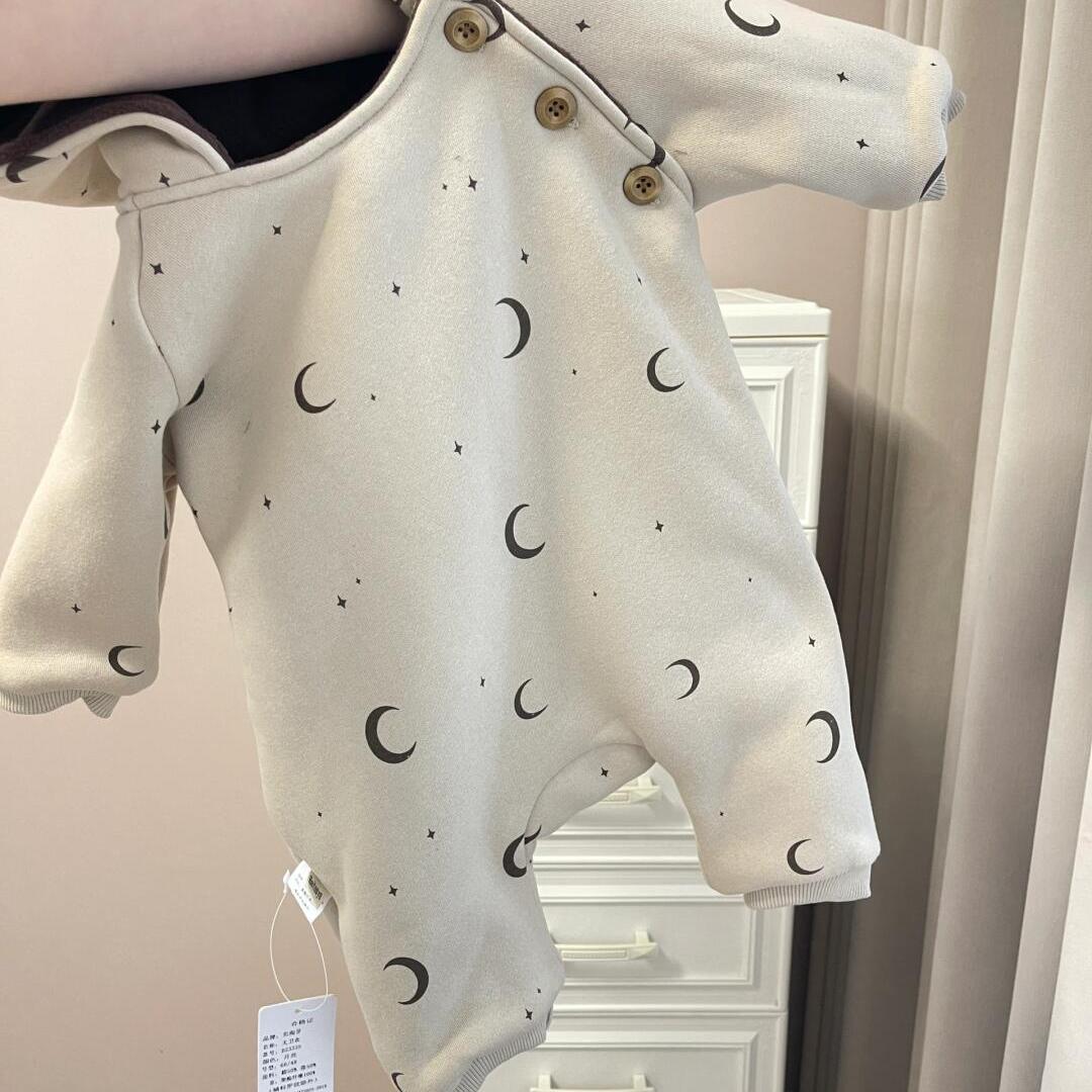 INS婴儿连体衣抓绒连帽外套卫衣