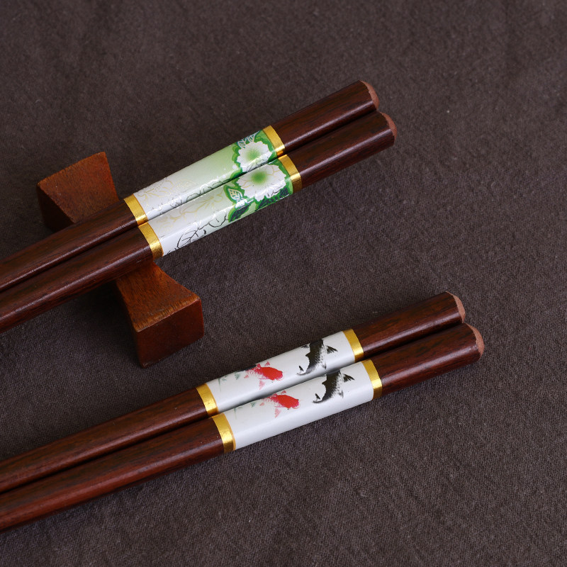 【红檀木】高档实木筷子家用天然原木筷子礼盒装送人防滑不易发霉