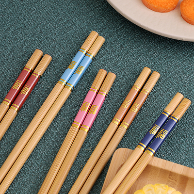 天然健康楠竹5色福字竹筷