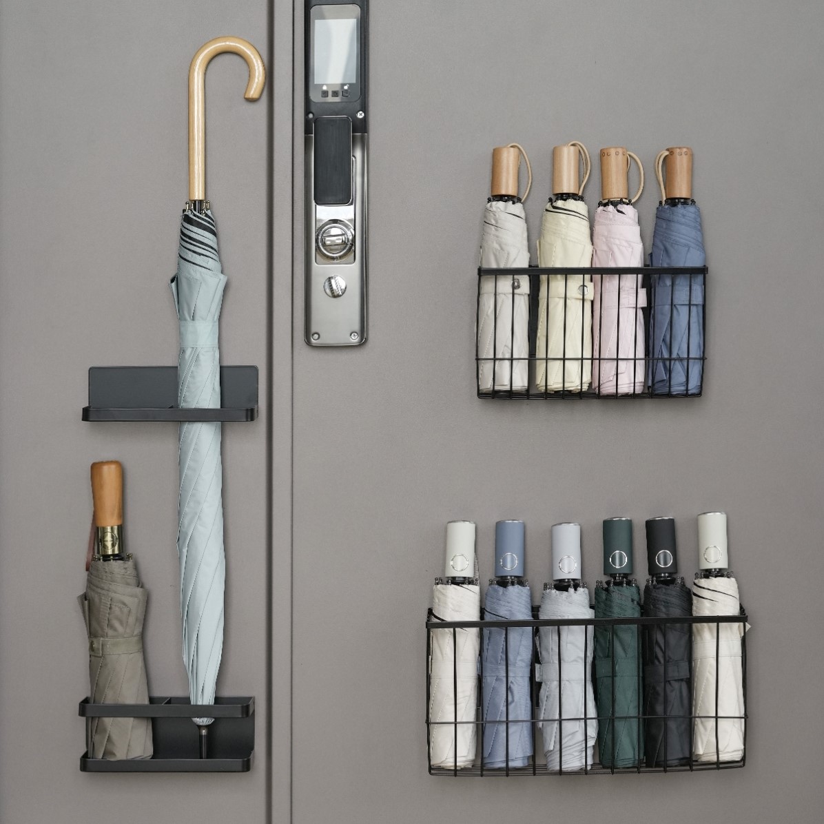 磁吸雨伞架收纳架入户门后收纳置物架家用门口防盗门上收纳盒神器