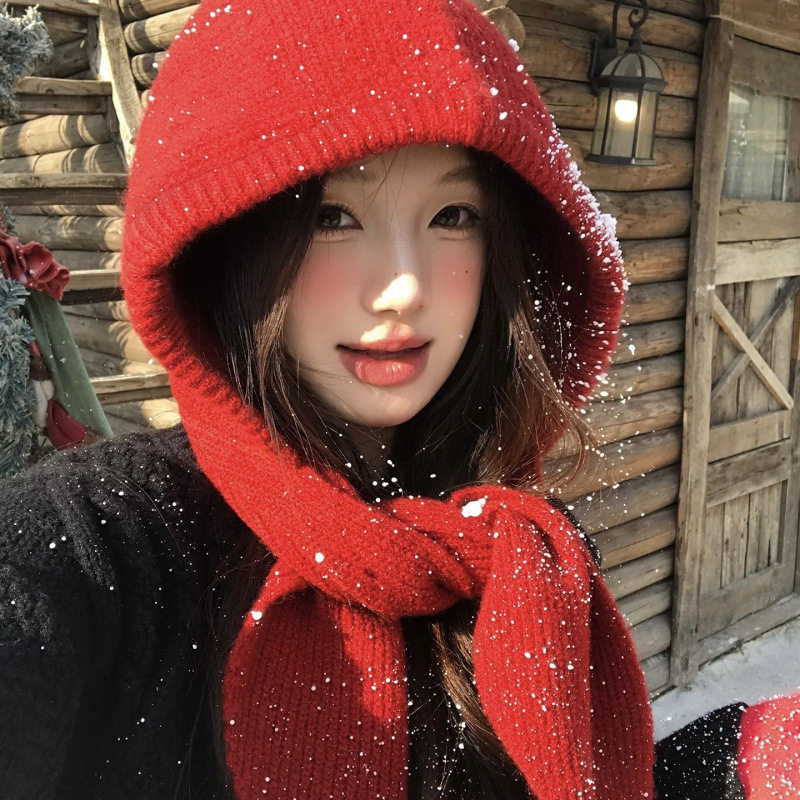 秋冬女款巴拉克拉法帽围巾一体