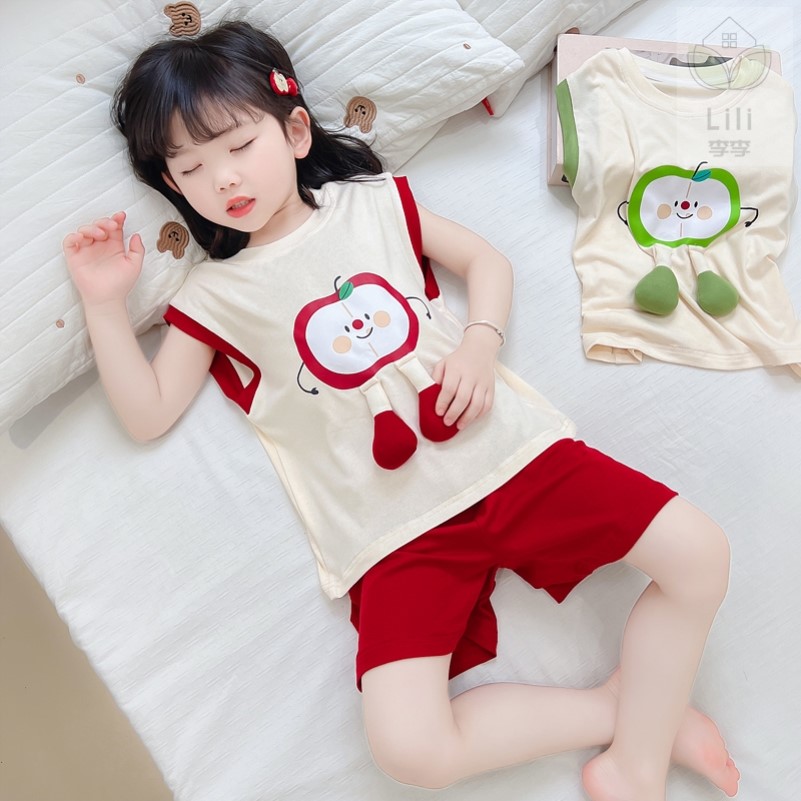 女童睡衣夏季棉薄款背心2025新款儿童家居服套装莫代尔宝宝女孩