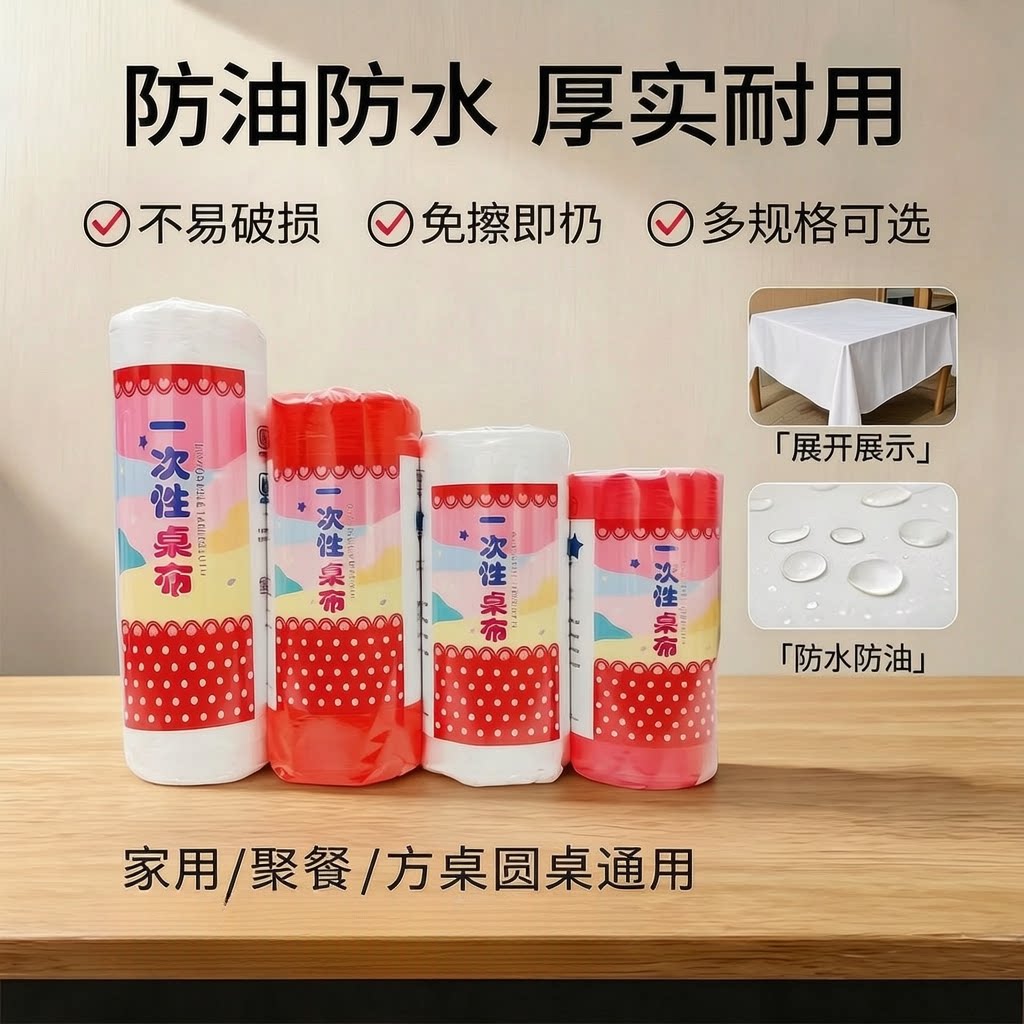 圆形桌子喜宴酒席餐馆一次性桌布加厚批发红色白色桌布方形桌布
