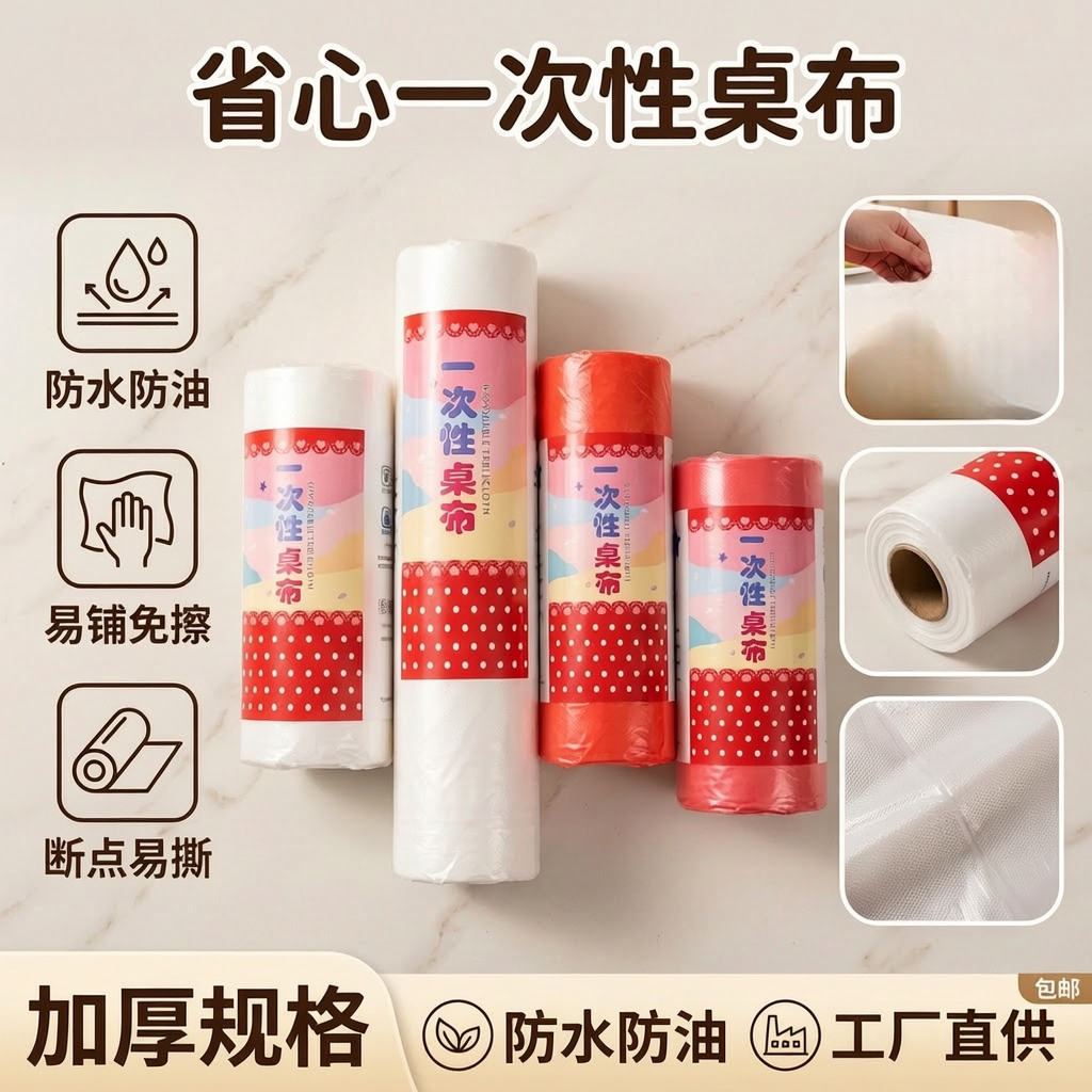 朵严加厚一次性桌布红白喜宴