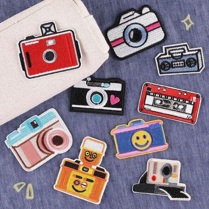 跨境布标贴布DIY相机仔货源补丁背胶贴标章服装辅料绣花刺绣电脑