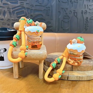 创意好柿花生入油奶油罐钥匙扣包包挂件汽车钥匙链抓机小礼品批发