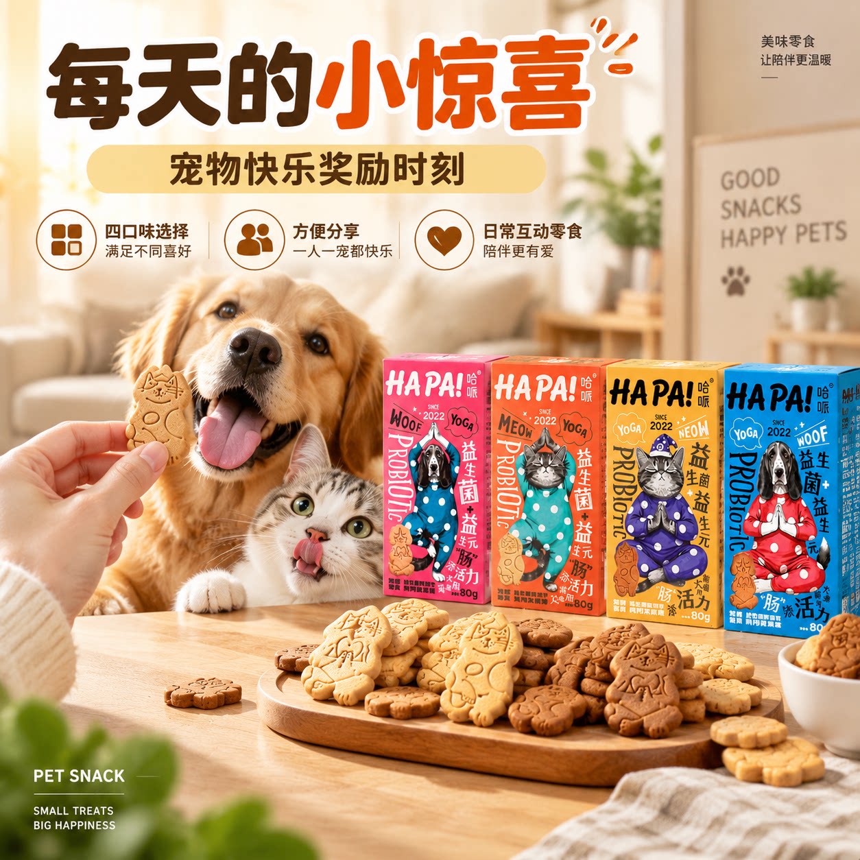 哈哌宠物益生菌饼干狗狗猫咪奖励零食犬猫通用益生菌鸭肉宠物零食