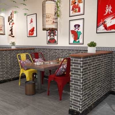 加厚墙裙贴纸自粘墙纸店铺装修商用餐饮砖纹烧烤店防水墙围贴壁纸