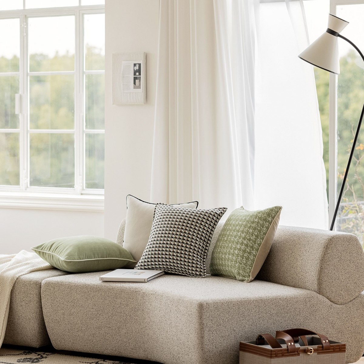 北欧轻奢风雪尼尔高档抹茶绿纯棉编织沙发抱枕客厅靠垫样板间卧室,居家布艺,抱枕被,淘宝优惠券,粉丝福利购,淘宝优惠卷