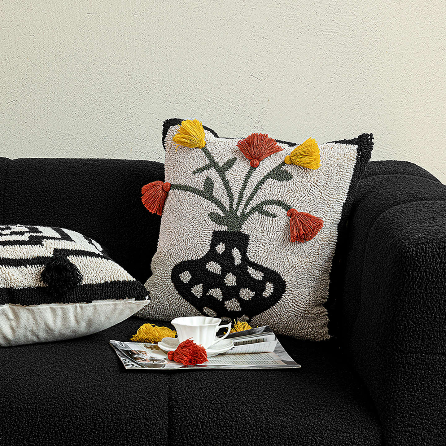 北欧簇绒抱枕酒店样板房客厅靠枕