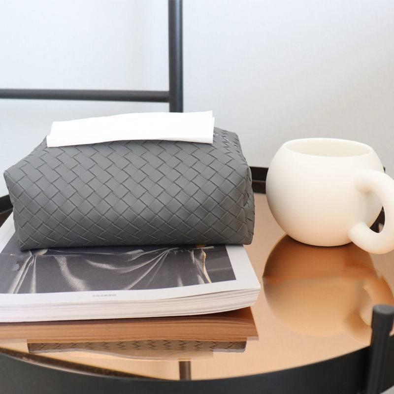 简约皮革编织纹纸巾盒防水