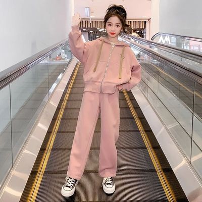 韩版时尚春秋款女童运动套装洋气简约百搭休闲清新儿童时髦两件套