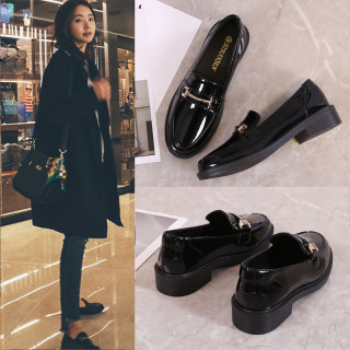 真皮英伦风小皮鞋女鞋子2025春秋新款潮乐福鞋黑色平底单鞋豆豆鞋