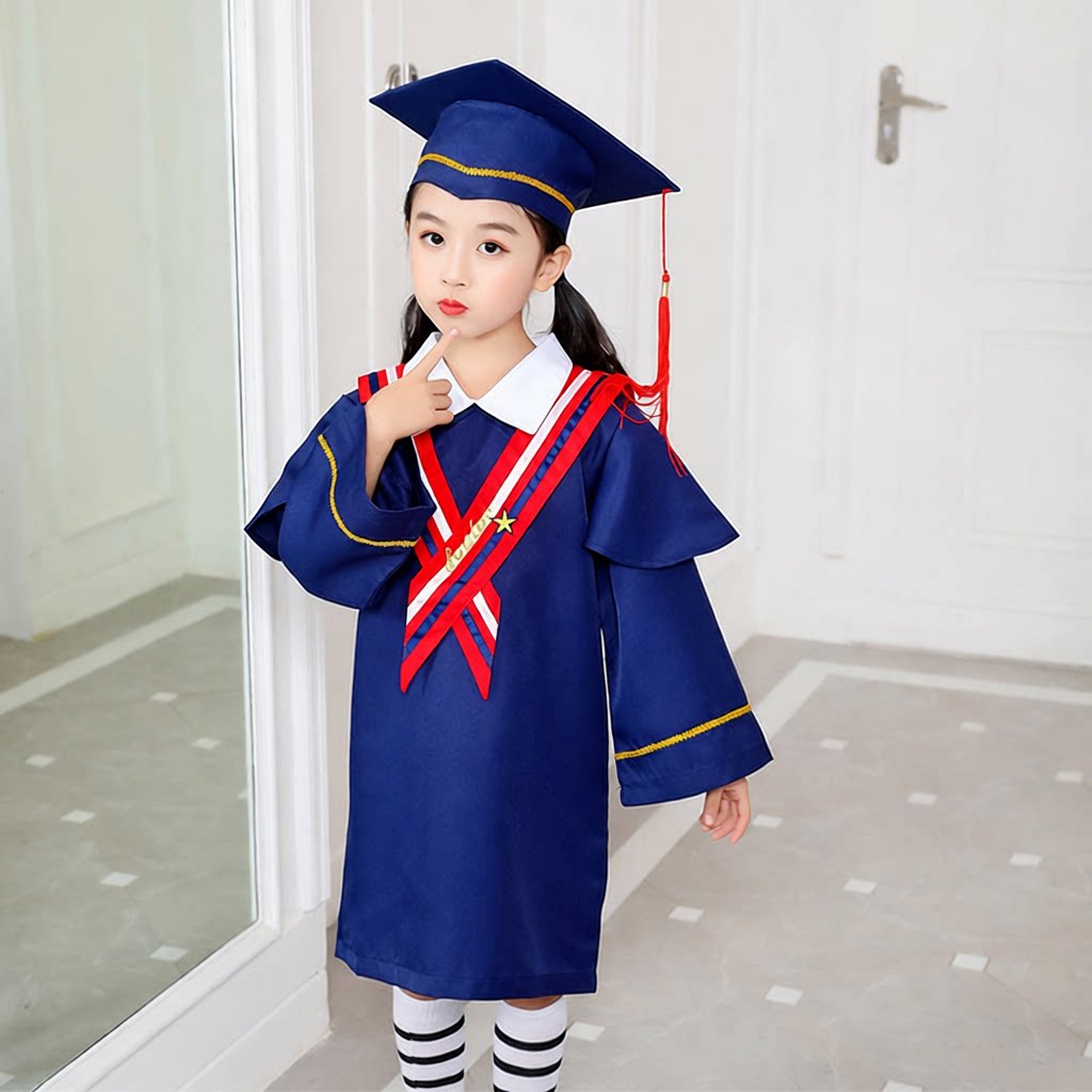新款儿童幼儿园毕业礼服学士服帽
