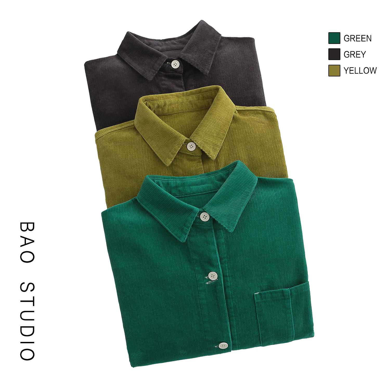 双旦礼 韩系复古灯芯绒衬衫女秋冬款休闲单兜上衣设计感小众衬衣