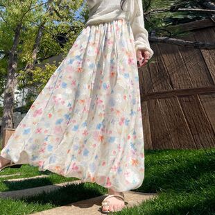 甜美高腰显瘦裙子 胖mm大码 碎花半身裙2025夏季 新款 花苞裙韩系时尚