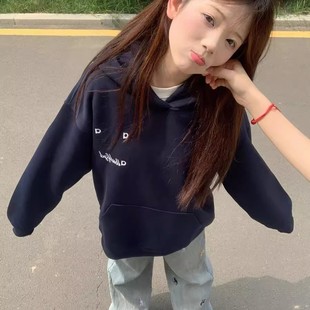 美式 复古印花字母连帽卫衣女春秋薄款 宽松慵懒风oversize外套爆款