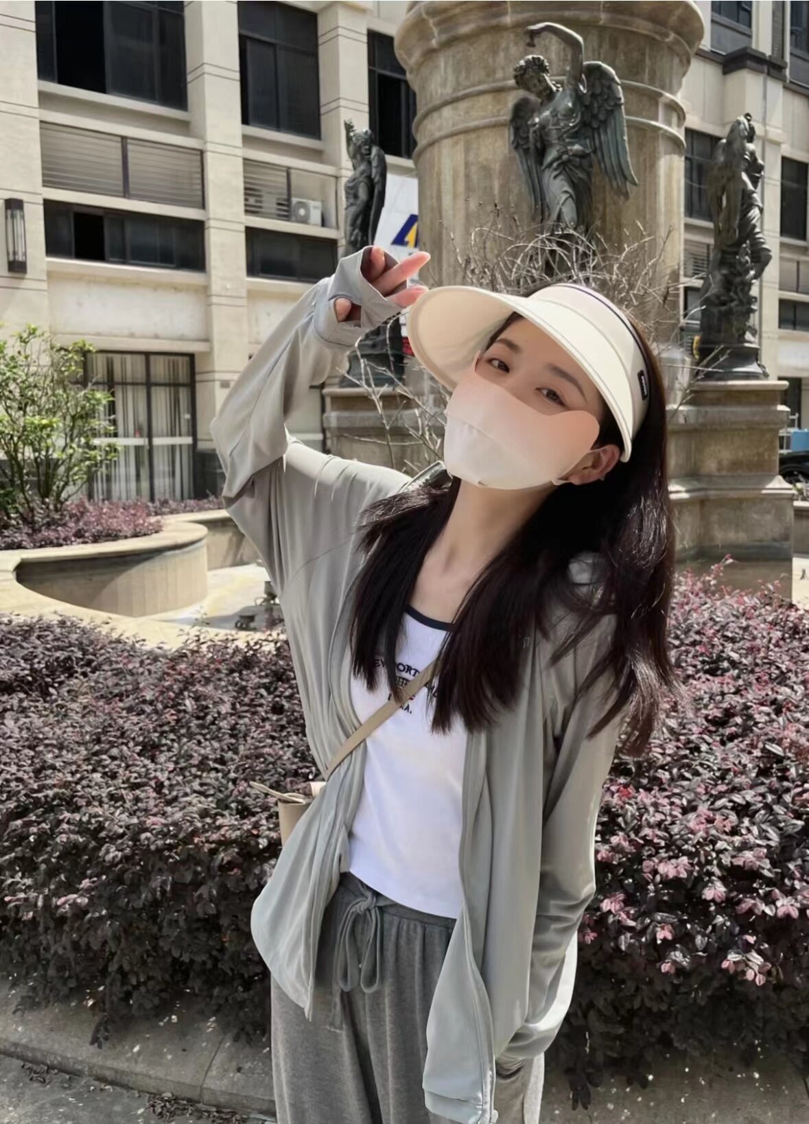 夏季防晒套装   UPF50+大帽檐防晒帽+口罩+冰袖女防紫外线