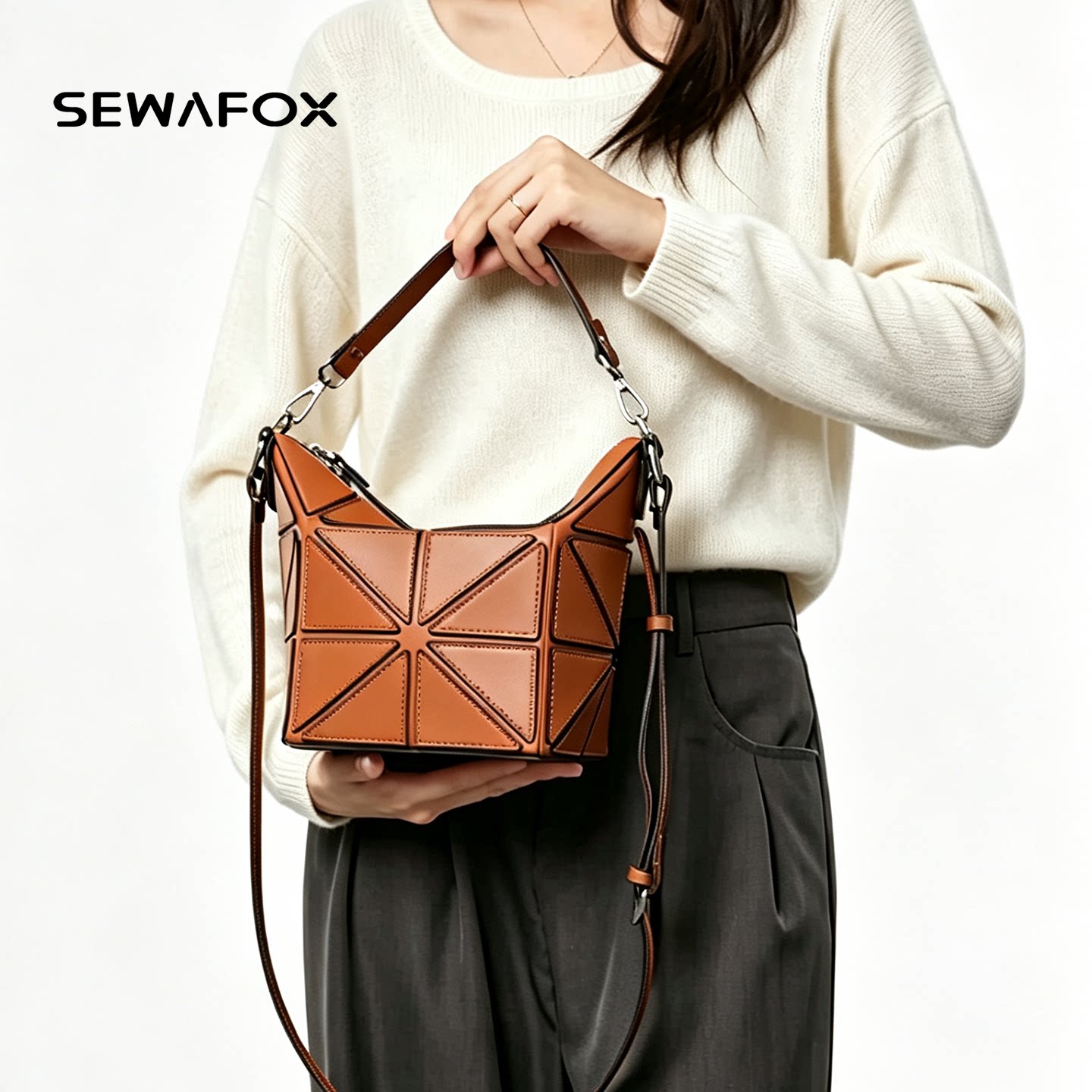 SEWAFOX几何水桶包包女新款韩系
