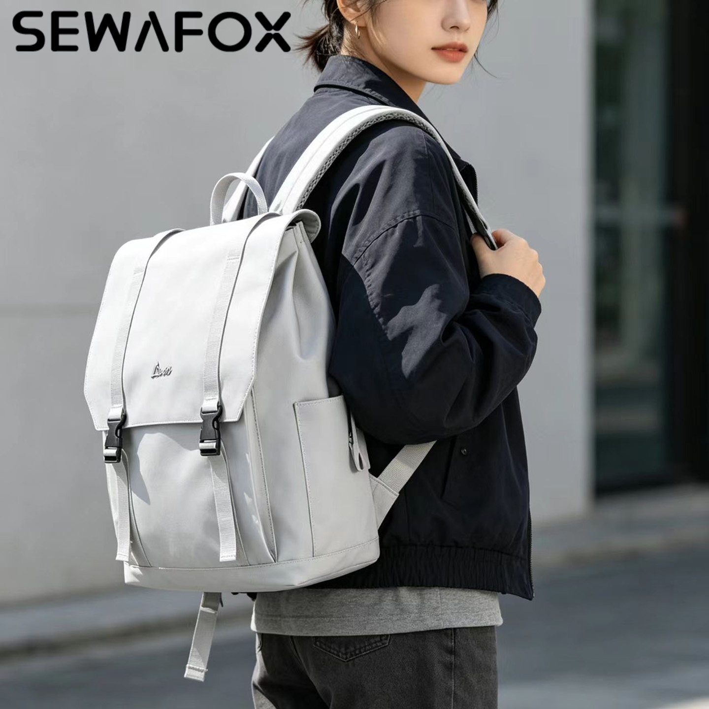 SEWAFOX双肩包女款旅游轻便通勤