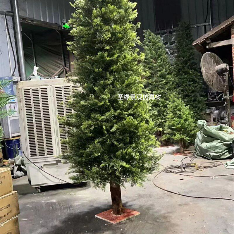 仿真松柏树扁柏龙柏塔型柏树圣诞树婚礼绿色植物假树落Y地摆件装
