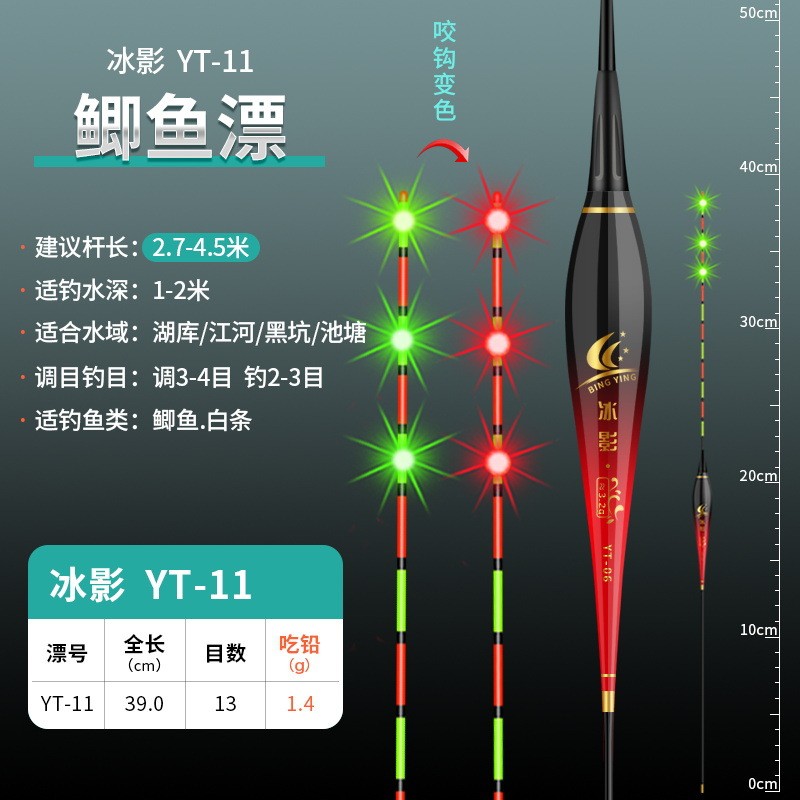 夜光漂咬钩变色电子漂微重力智能感应LED硬尾浮漂日夜两用鲫鱼漂