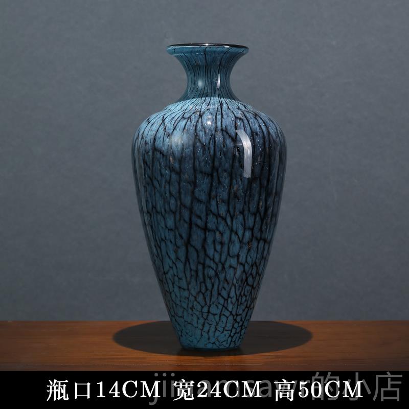 新款新中式网红客厅装饰玻璃花瓶摆件玄关高花端大气上插档次居家