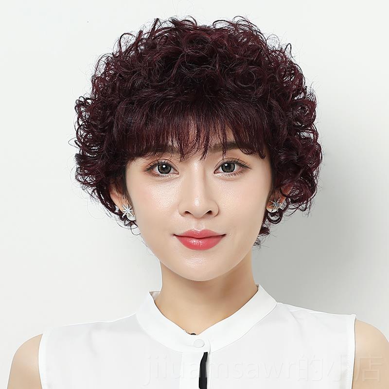 新款假发女短发真假人发丝老短发气质真发全头卷套式自然中年发套