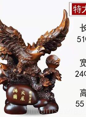 新款仿木雕老鹰大鹏居展翅大展宏图家装饰客厅板老办摆公室件高档