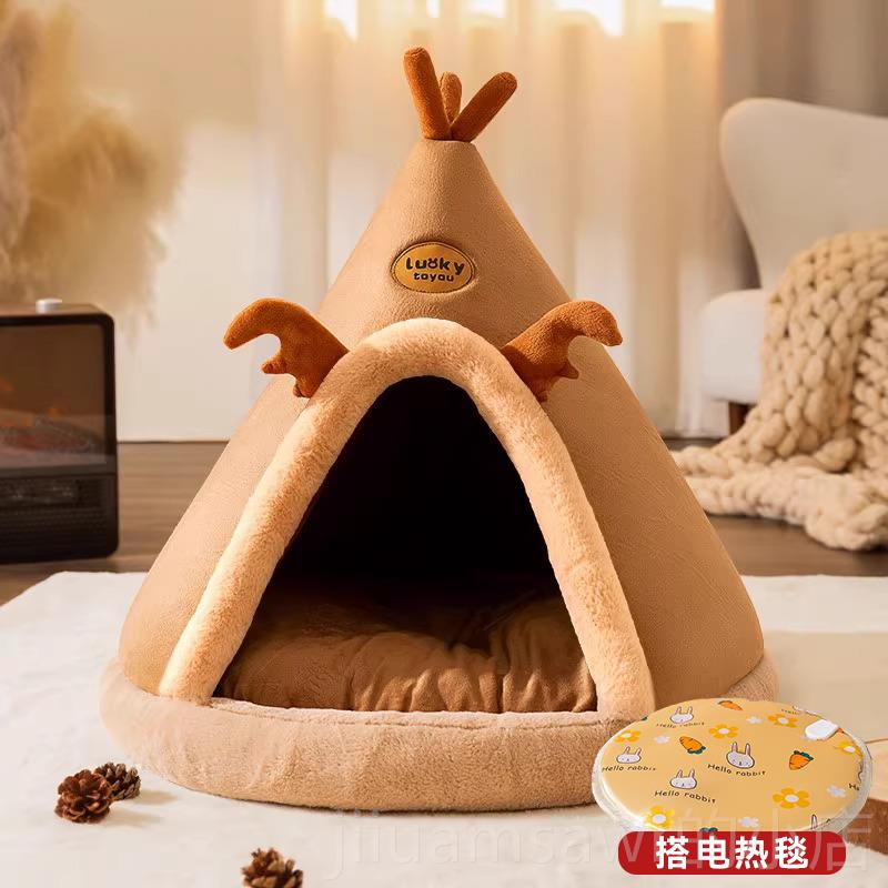 新款猫窝冬季保暖帐篷型猫屋四季通封用闭式网红猫垫子咪宠物冬秋