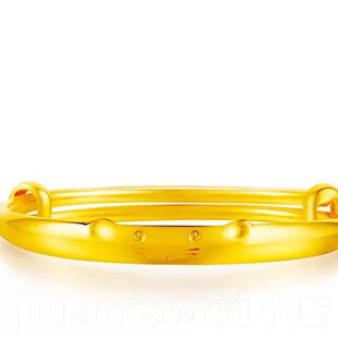 新款宝宝黄金手镯包金镀金内银婴长命小儿童生孩肖实心锁金儿镯礼