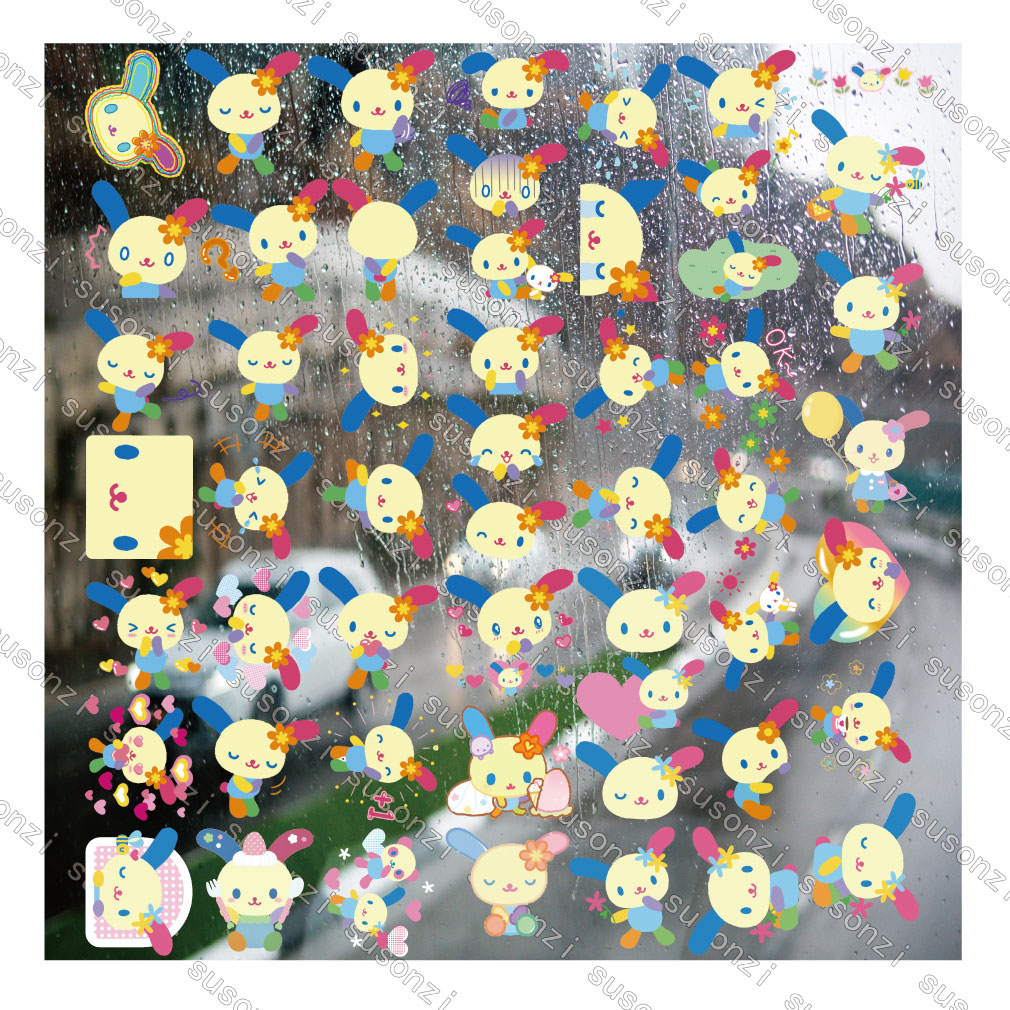 卡通花小兔UV转印贴镂空diy手账本手机壳电动牙刷防水晶标杯贴纸
