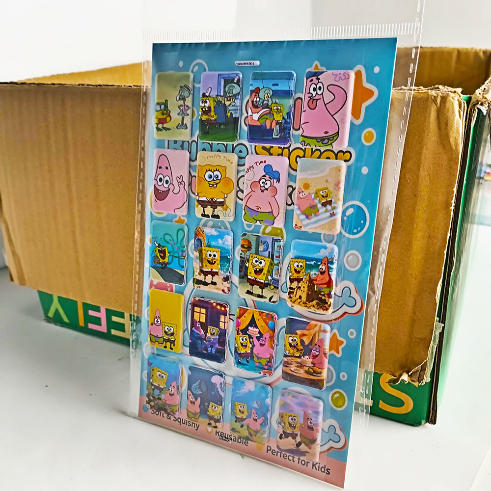 海绵宝宝3D加厚立体泡泡贴纸PVC人造皮革泡棉贴防水手帐本定制