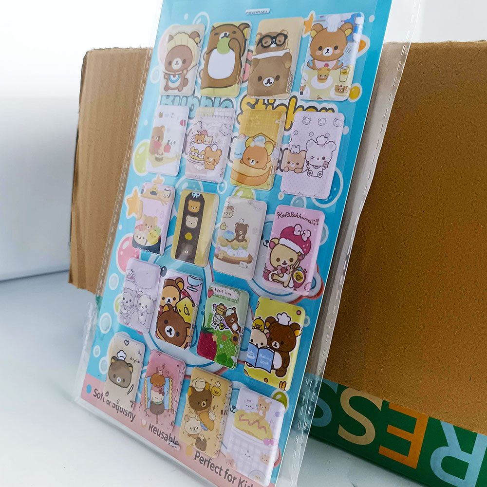 轻松熊3D加厚立体泡泡贴纸PVC人造皮革泡棉贴防水手帐本定制