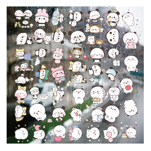 呆萌小熊猫公主UV转印贴diy手账本手机壳电动牙刷防水晶标杯贴纸