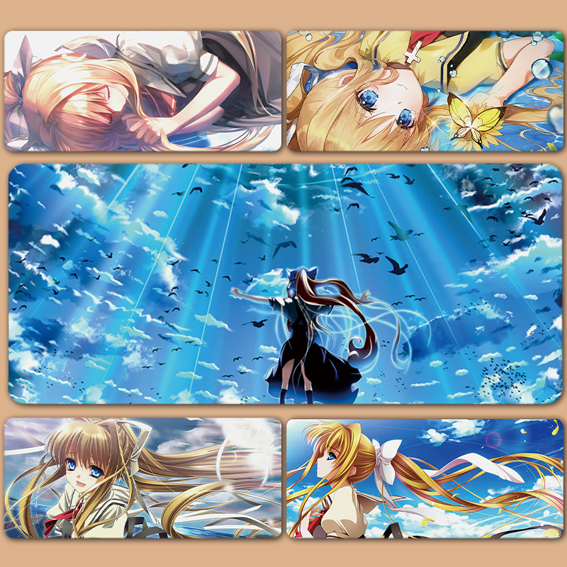动漫AIR鸟之诗神尾观铃鼠标垫超大锁边桌垫