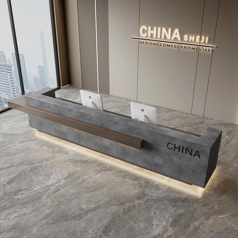 轻奢大气前台酒店售楼部宾馆台球厅吧台接待台企业公司前台桌烤漆
