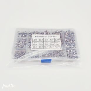 304不锈钢500pcs盒装套装M3M4M5盘头螺丝螺栓螺母 圆头内六角螺钉