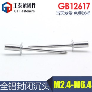 封闭型沉头加长拉丝铝帽铝芯车外箱防水拉钉 全铝抽芯铆钉GB12616
